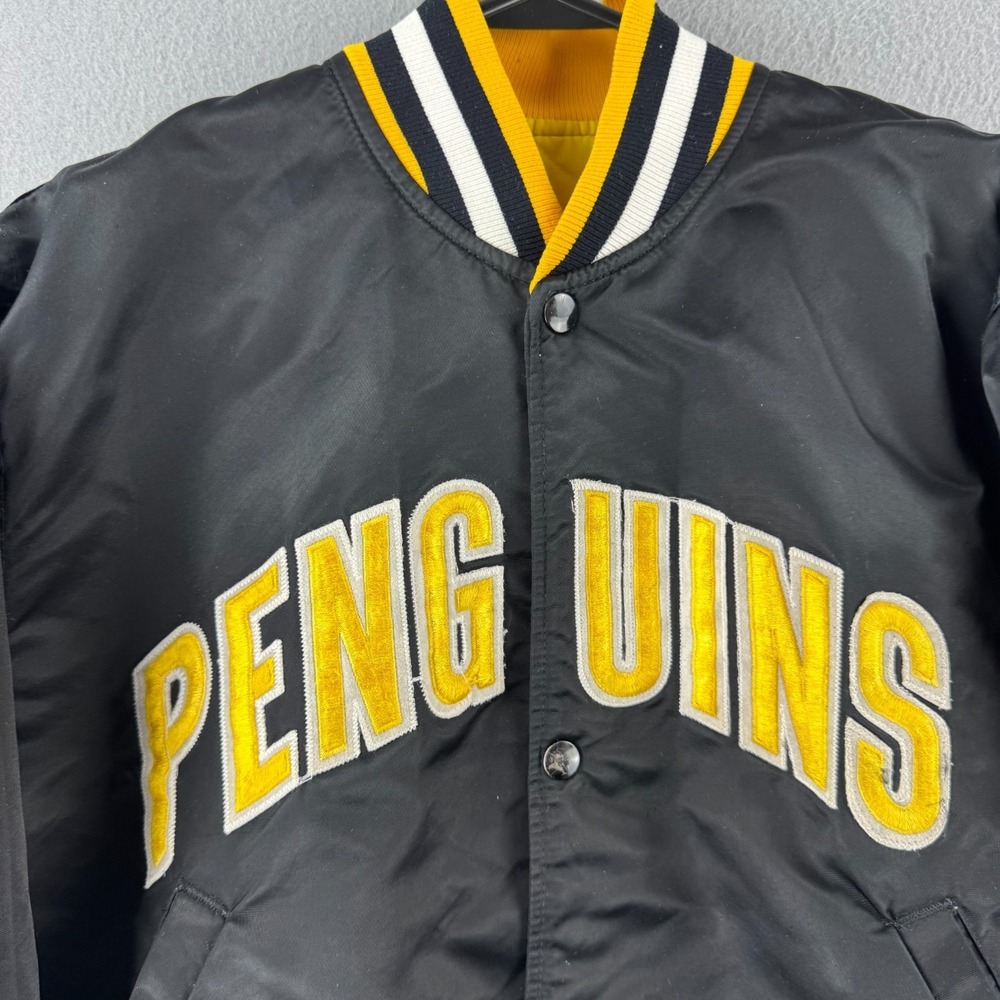 Vintage Pittsburgh Penguins Jacket Mens Medium 80s 90s Starter Bomber Hockey USA - Picture 3 of 16
